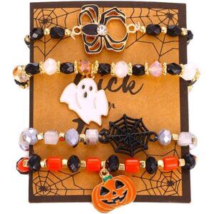 Stack Halloween Bracelets Set Beaded Halloween Bracelets with Pumpkin Bracelet